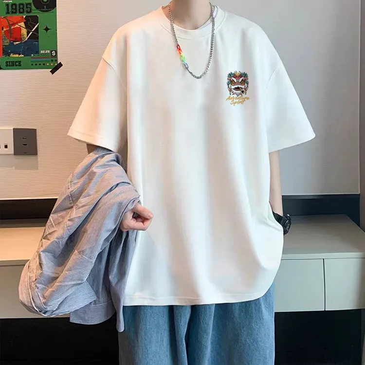 Men's Short Sleeve Cotton T-Shirt - Hong Kong Style Trendy Fashion Summer Top - Loose Fit Casual Tee for Teenagers & Young Adults - New Arrival 2025 showcase 18
