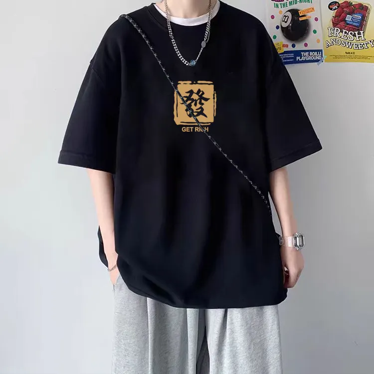 Men's Short Sleeve Cotton T-Shirt - Hong Kong Style Trendy Fashion Summer Top - Loose Fit Casual Tee for Teenagers & Young Adults - New Arrival 2025 showcase 13