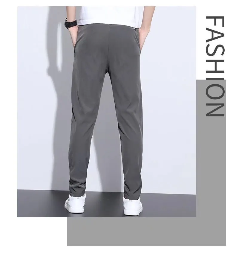 Men's Summer Ice Silk Casual Trousers - Lightweight Breathable Straight Leg Pants for Work & Everyday Wear - Korean Slim Fit Style showcase 4