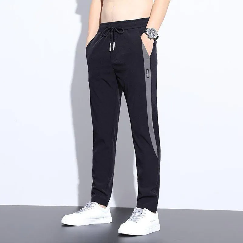 Men's Summer Ice Silk Casual Trousers - Lightweight Breathable Straight Leg Pants for Work & Everyday Wear - Korean Slim Fit Style thumbnail 1