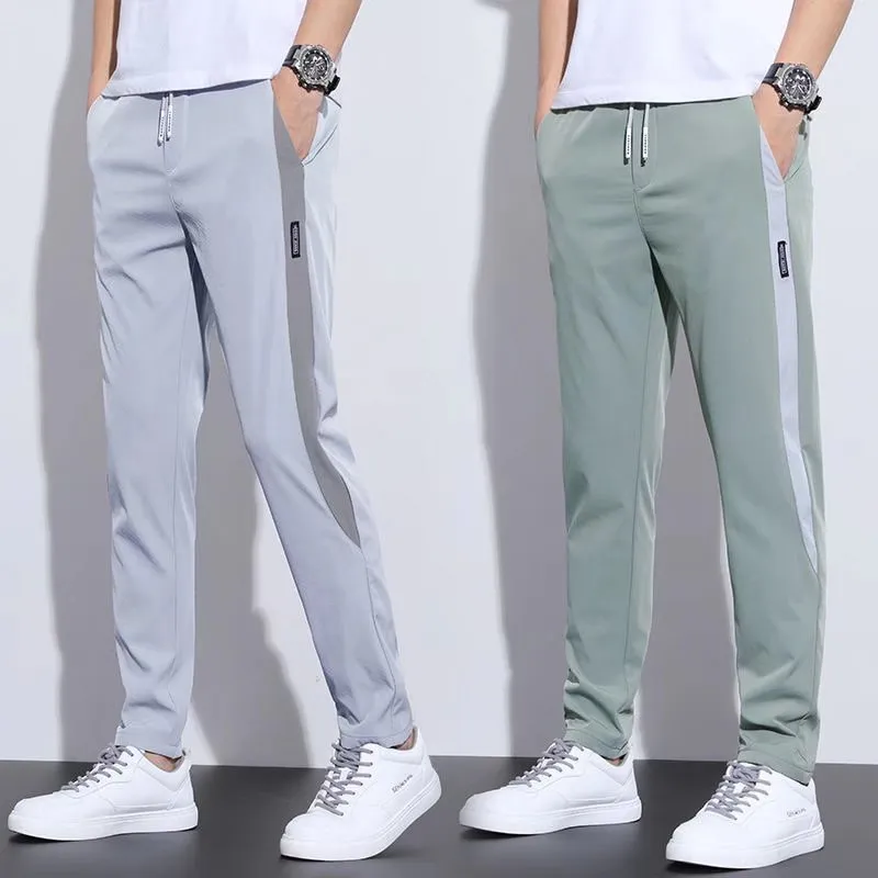 Men's Summer Ice Silk Casual Trousers - Lightweight Breathable Straight Leg Pants for Work & Everyday Wear - Korean Slim Fit Style thumbnail 4