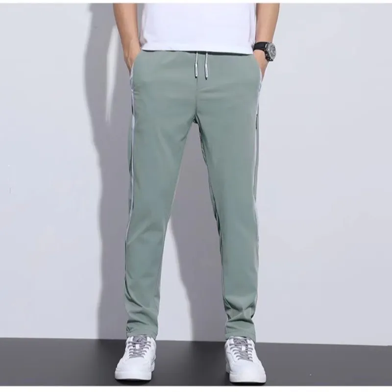 Men's Summer Ice Silk Casual Trousers - Lightweight Breathable Straight Leg Pants for Work & Everyday Wear - Korean Slim Fit Style thumbnail 10