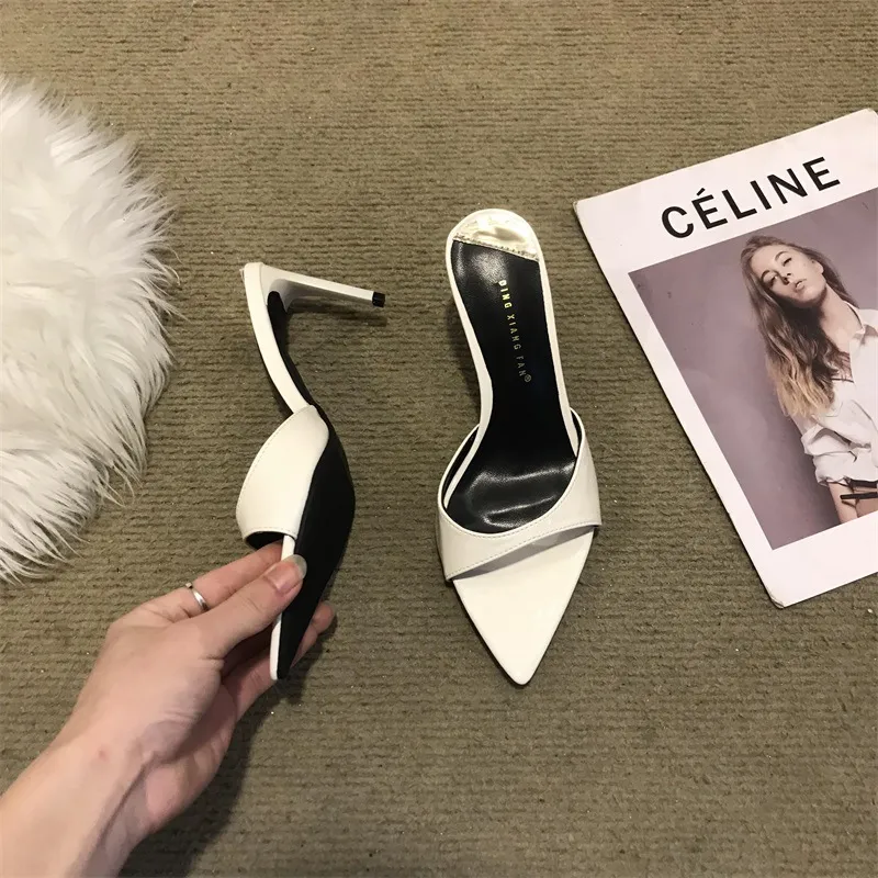 Women's Stiletto High Heel Sandals - 2025 Fashion Open Toe Half Slippers - Elegant Pointed Toe Fairy Style Outerwear Shoes showcase 12
