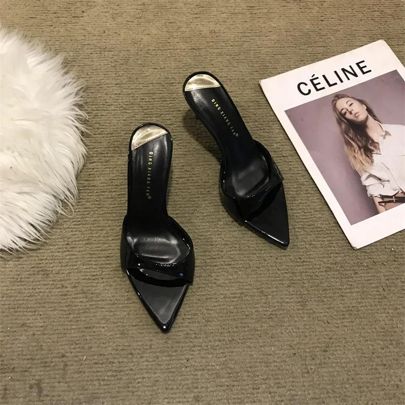 Women's Stiletto High Heel Sandals - 2025 Fashion Open Toe Half Slippers - Elegant Pointed Toe Fairy Style Outerwear Shoes showcase 5