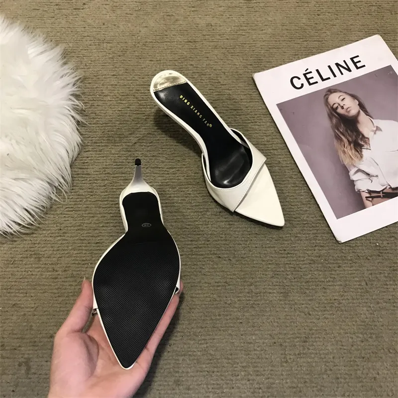 Women's Stiletto High Heel Sandals - 2025 Fashion Open Toe Half Slippers - Elegant Pointed Toe Fairy Style Outerwear Shoes showcase 13