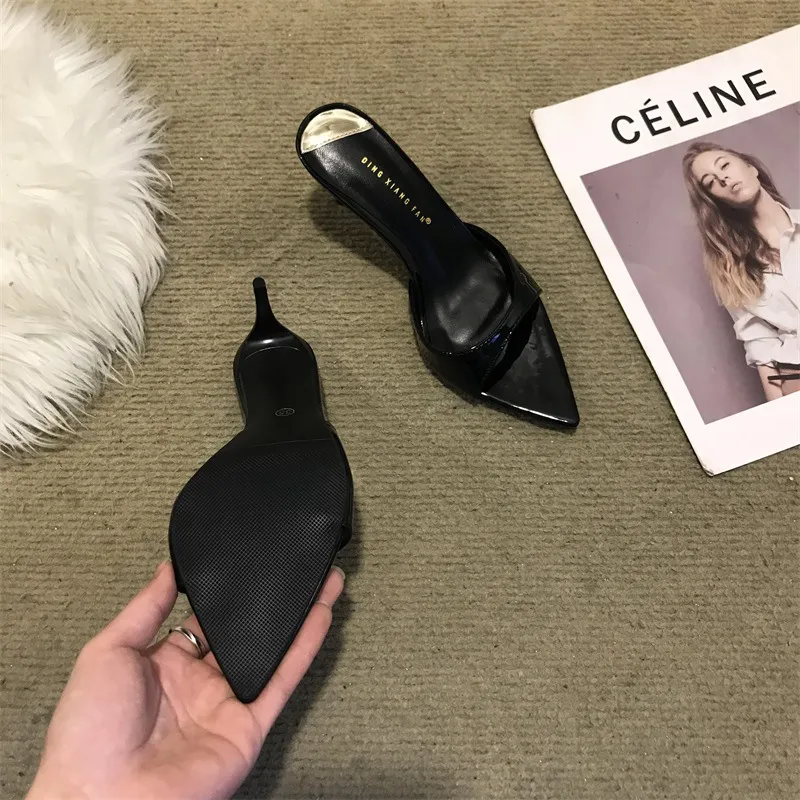 Women's Stiletto High Heel Sandals - 2025 Fashion Open Toe Half Slippers - Elegant Pointed Toe Fairy Style Outerwear Shoes showcase 7