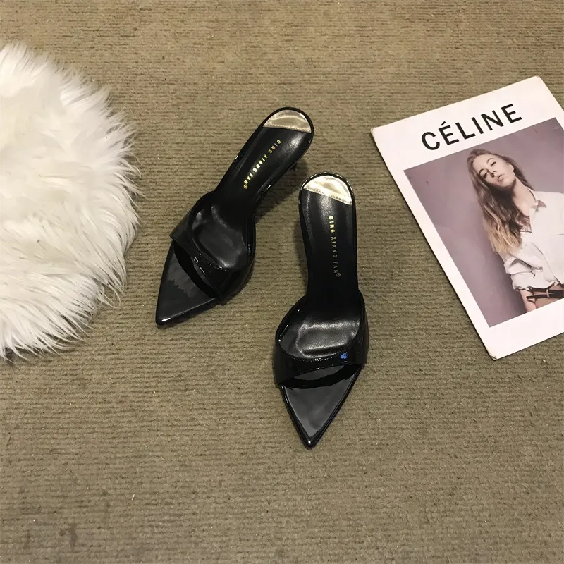 Women's Stiletto High Heel Sandals - 2025 Fashion Open Toe Half Slippers - Elegant Pointed Toe Fairy Style Outerwear Shoes showcase 4