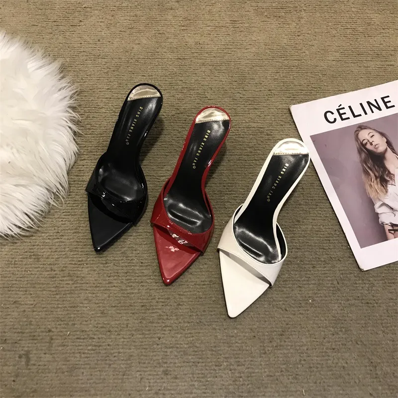 Women's Stiletto High Heel Sandals - 2025 Fashion Open Toe Half Slippers - Elegant Pointed Toe Fairy Style Outerwear Shoes thumbnail 2