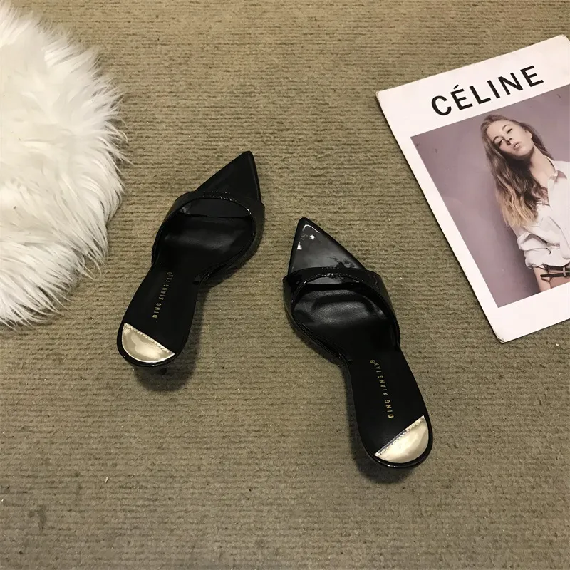 Women's Stiletto High Heel Sandals - 2025 Fashion Open Toe Half Slippers - Elegant Pointed Toe Fairy Style Outerwear Shoes showcase 8