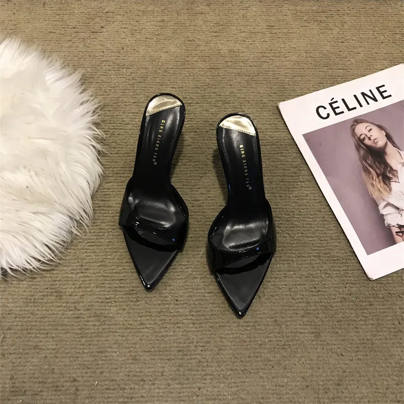 Women's Stiletto High Heel Sandals - 2025 Fashion Open Toe Half Slippers - Elegant Pointed Toe Fairy Style Outerwear Shoes thumbnail 3