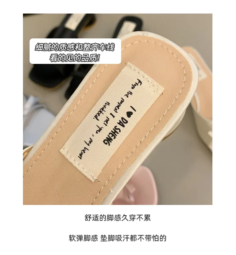 Women's Elegant Bow High Heel Sandals - French Evening Style Thick Heel Slippers - Summer Outerwear Fashion for Ladies showcase 19