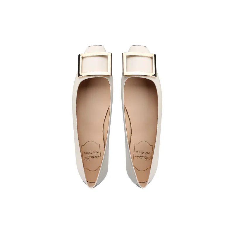 Women's Classic Square Buckle High Heels - Summer Thick Heel Flats, Small Square Toe Work Shoes for Ladies thumbnail 7