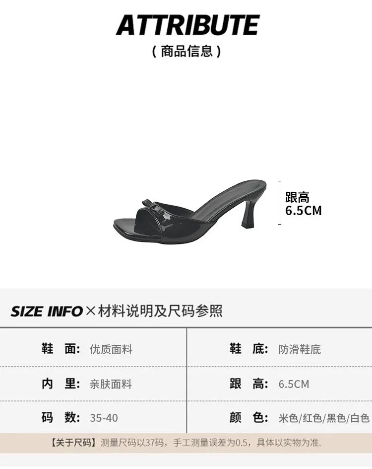 Women's High Heel Slippers - French Style Stiletto Heel Slip-Ons with Bow - 2025 Summer Fashion Square Toe Sandals for Women showcase 4