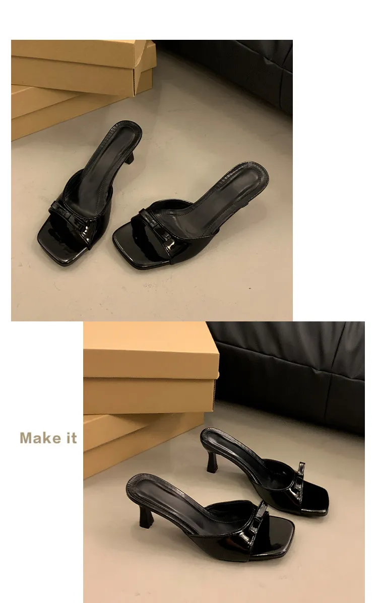 Women's High Heel Slippers - French Style Stiletto Heel Slip-Ons with Bow - 2025 Summer Fashion Square Toe Sandals for Women showcase 20