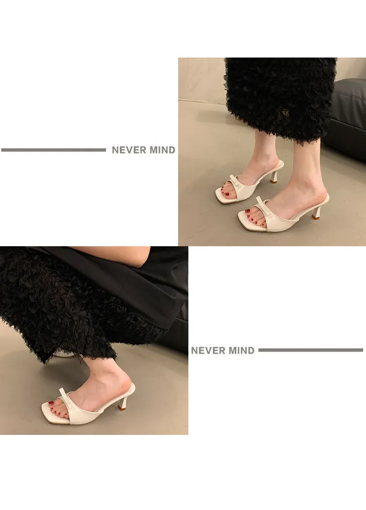 Women's High Heel Slippers - French Style Stiletto Heel Slip-Ons with Bow - 2025 Summer Fashion Square Toe Sandals for Women showcase 14