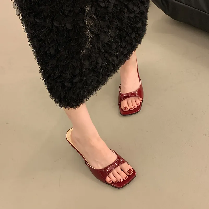 Women's High Heel Slippers - French Style Stiletto Heel Slip-Ons with Bow - 2025 Summer Fashion Square Toe Sandals for Women showcase 6