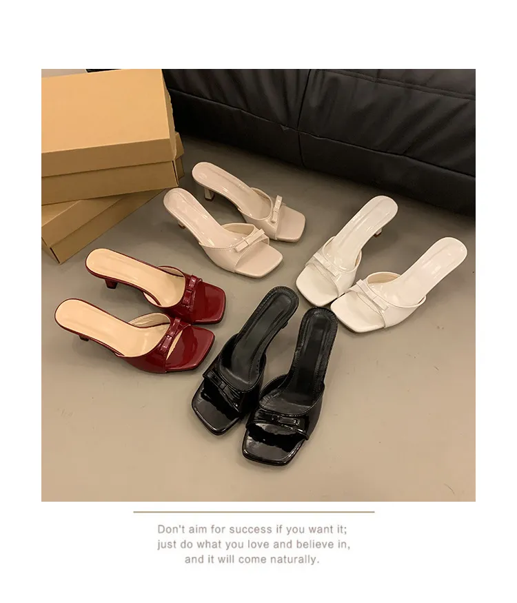 Women's High Heel Slippers - French Style Stiletto Heel Slip-Ons with Bow - 2025 Summer Fashion Square Toe Sandals for Women showcase 18