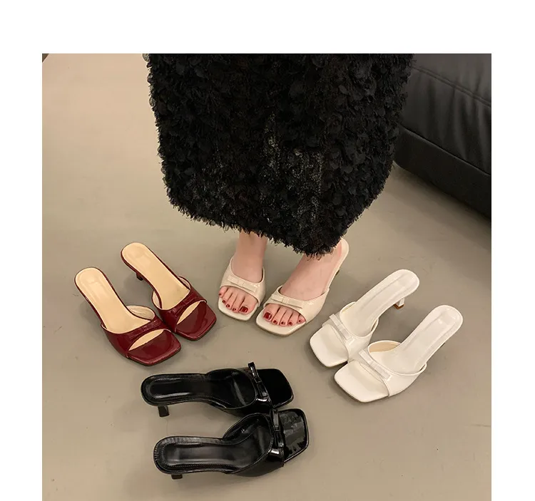 Women's High Heel Slippers - French Style Stiletto Heel Slip-Ons with Bow - 2025 Summer Fashion Square Toe Sandals for Women showcase 9