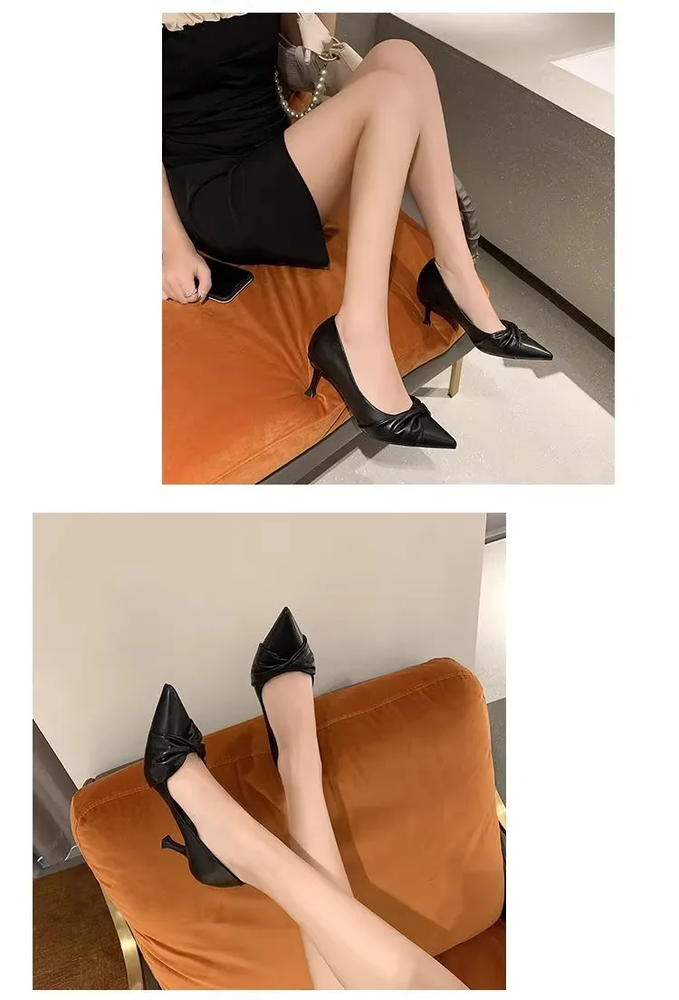 Women's Off-White Stiletto Heels Pointed Toe Professional Work Shoes 2025 Spring Collection - Comfortable, Non-Slip, Elegant High Heels for Art Exams, Broadcasting, Hosting showcase 7