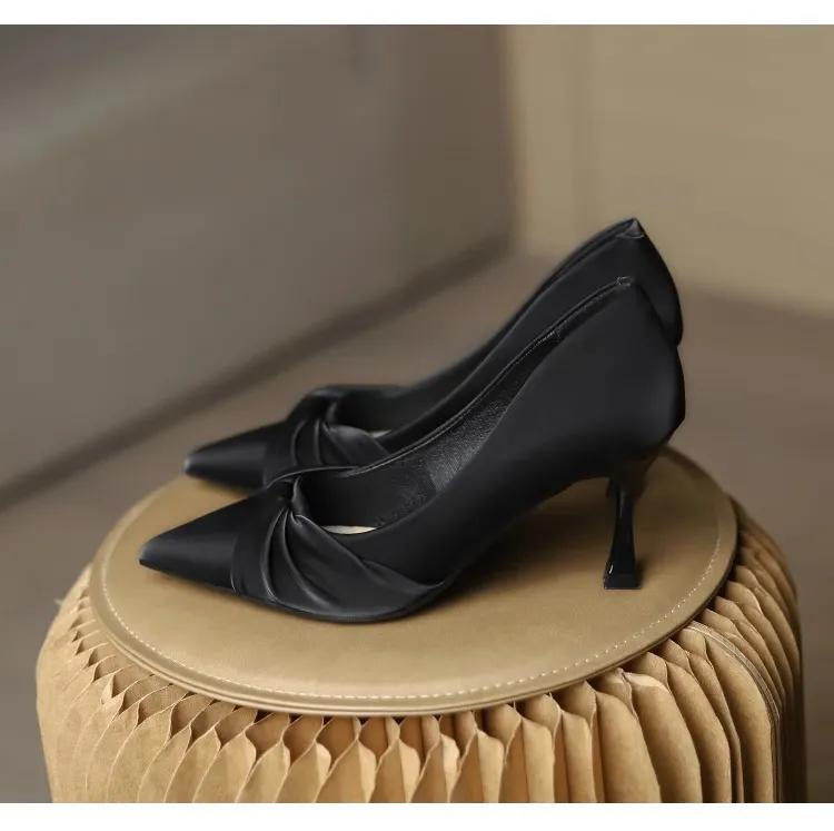 Women's Off-White Stiletto Heels Pointed Toe Professional Work Shoes 2025 Spring Collection - Comfortable, Non-Slip, Elegant High Heels for Art Exams, Broadcasting, Hosting showcase 18