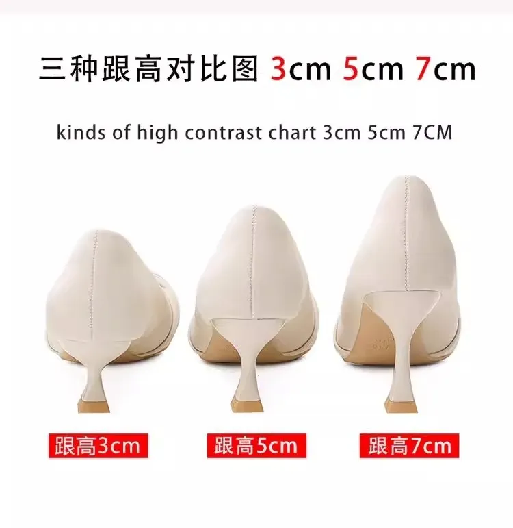 Women's Off-White Stiletto Heels Pointed Toe Professional Work Shoes 2025 Spring Collection - Comfortable, Non-Slip, Elegant High Heels for Art Exams, Broadcasting, Hosting showcase 1
