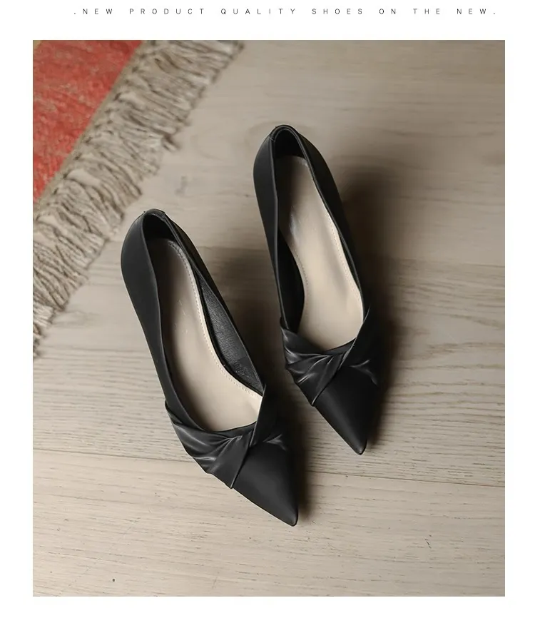 Women's Off-White Stiletto Heels Pointed Toe Professional Work Shoes 2025 Spring Collection - Comfortable, Non-Slip, Elegant High Heels for Art Exams, Broadcasting, Hosting showcase 12