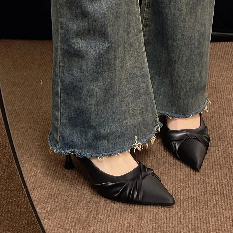 Women's Off-White Stiletto Heels Pointed Toe Professional Work Shoes 2025 Spring Collection - Comfortable, Non-Slip, Elegant High Heels for Art Exams, Broadcasting, Hosting thumbnail 6