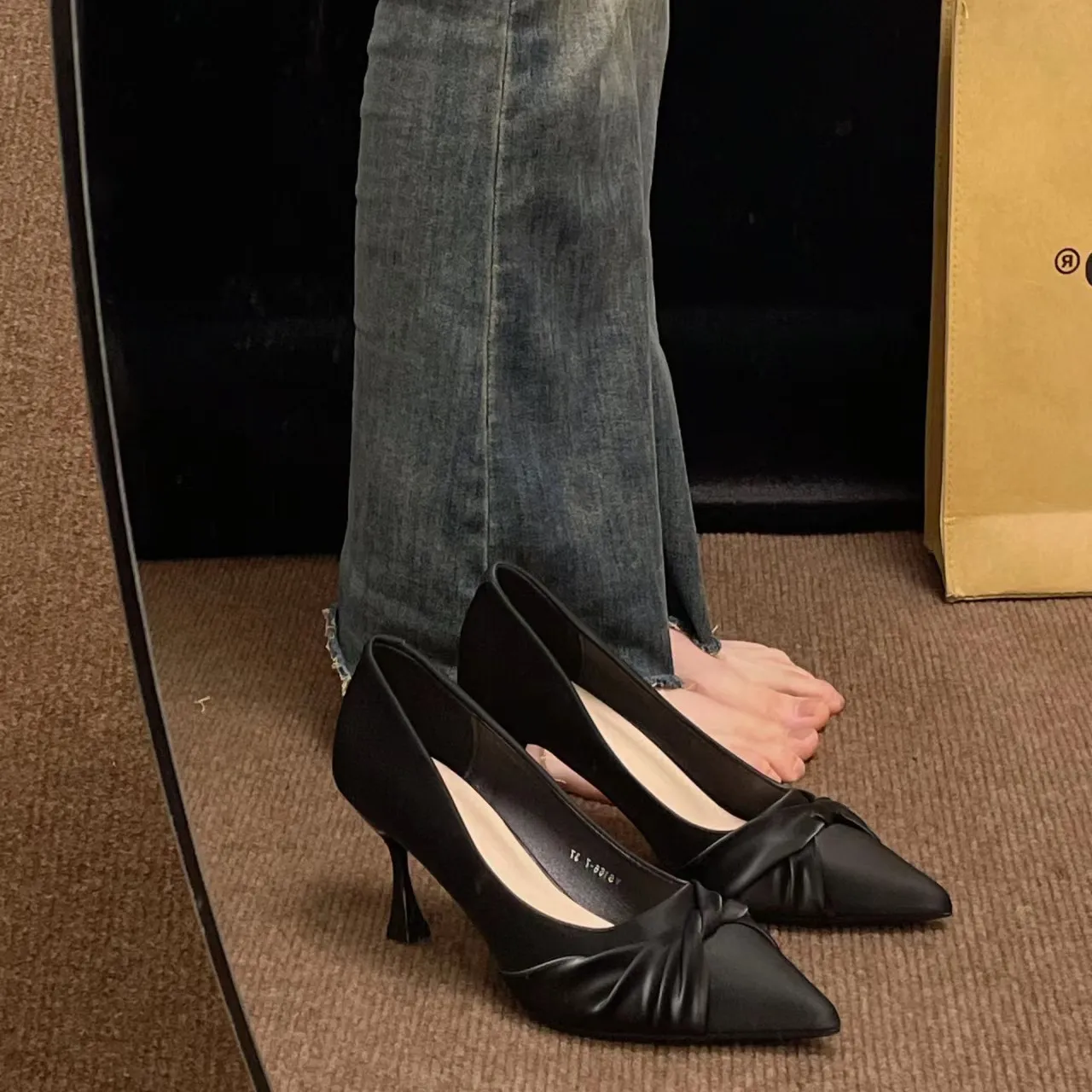 Women's Off-White Stiletto Heels Pointed Toe Professional Work Shoes 2025 Spring Collection - Comfortable, Non-Slip, Elegant High Heels for Art Exams, Broadcasting, Hosting thumbnail 3