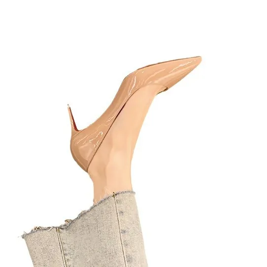 Women's Pointed Toe High Heels Stilettos Genuine Sheepskin Leather Red Bottom Court Shoes Comfortable Slip-On Dress Pumps for Work Party Wedding thumbnail 5