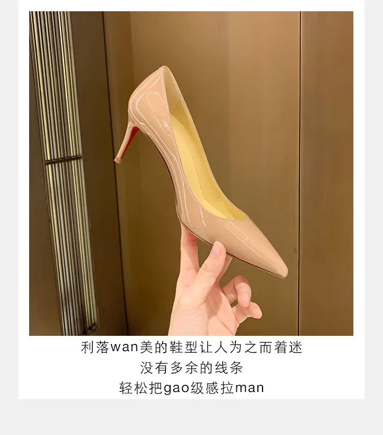 Women's Pointed Toe High Heels Stilettos Genuine Sheepskin Leather Red Bottom Court Shoes Comfortable Slip-On Dress Pumps for Work Party Wedding showcase 9