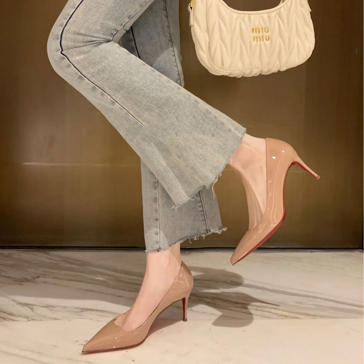 Women's Pointed Toe High Heels Stilettos Genuine Sheepskin Leather Red Bottom Court Shoes Comfortable Slip-On Dress Pumps for Work Party Wedding thumbnail 1