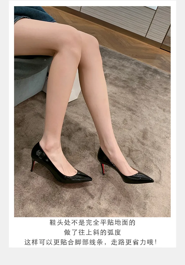 Women's Pointed Toe High Heels Stilettos Genuine Sheepskin Leather Red Bottom Court Shoes Comfortable Slip-On Dress Pumps for Work Party Wedding showcase 17