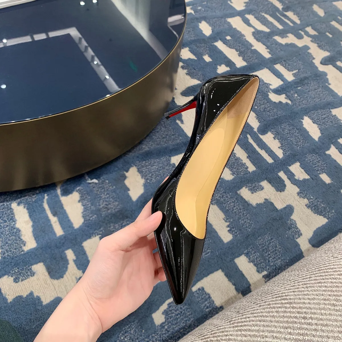 Women's Pointed Toe High Heels Stilettos Genuine Sheepskin Leather Red Bottom Court Shoes Comfortable Slip-On Dress Pumps for Work Party Wedding thumbnail 4