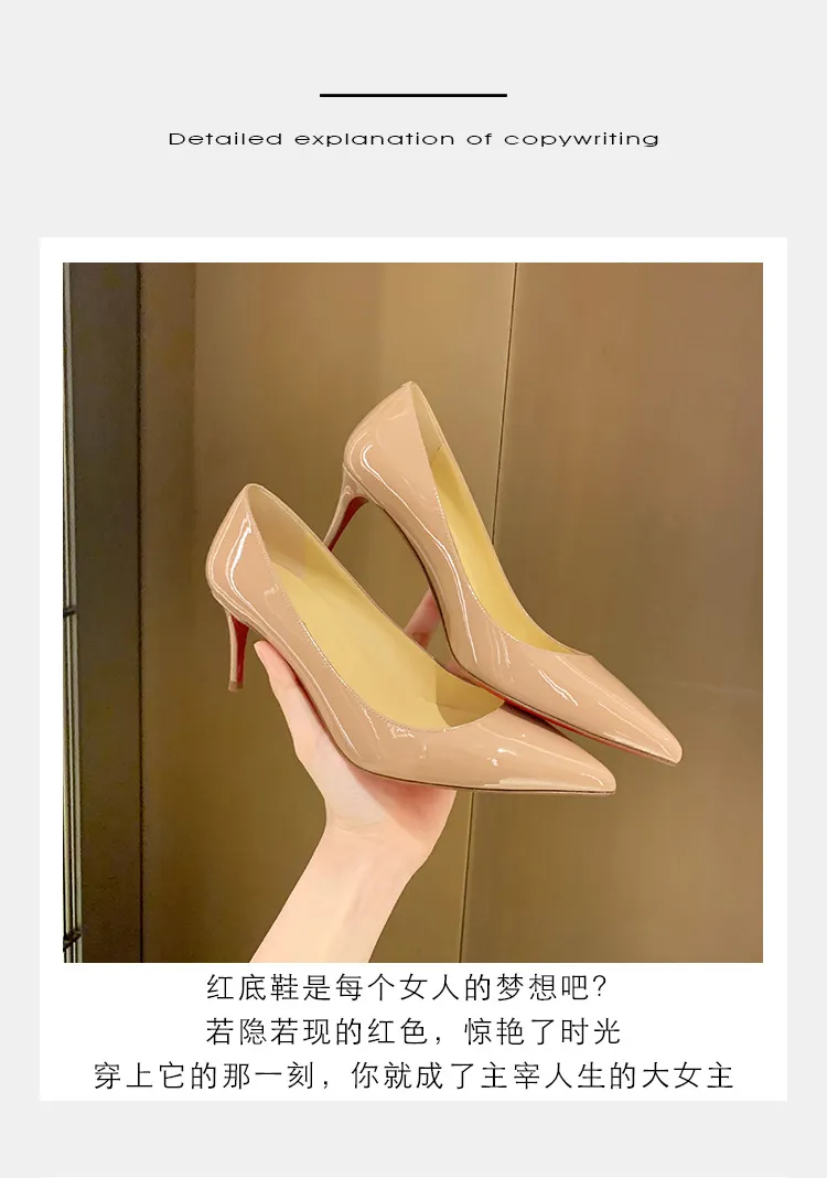 Women's Pointed Toe High Heels Stilettos Genuine Sheepskin Leather Red Bottom Court Shoes Comfortable Slip-On Dress Pumps for Work Party Wedding showcase 8