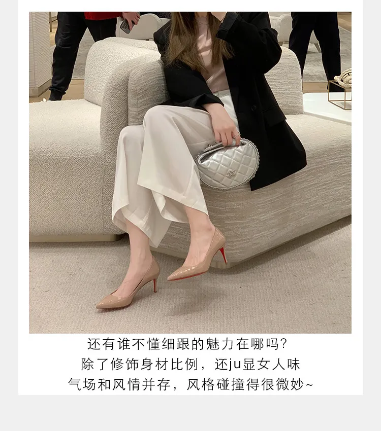 Women's Pointed Toe High Heels Stilettos Genuine Sheepskin Leather Red Bottom Court Shoes Comfortable Slip-On Dress Pumps for Work Party Wedding showcase 14