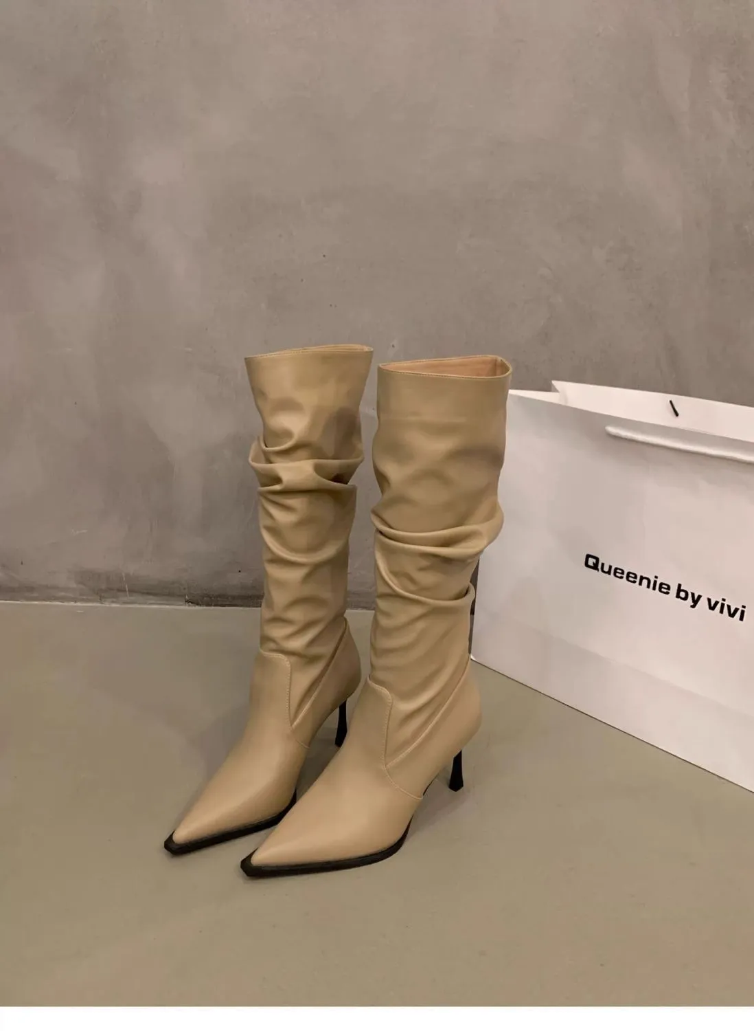 Women's Pointed Toe High Heel Leather Boots - European American Fashion Long Boots for 2025 - Stylish Slender Heel Boots showcase 15
