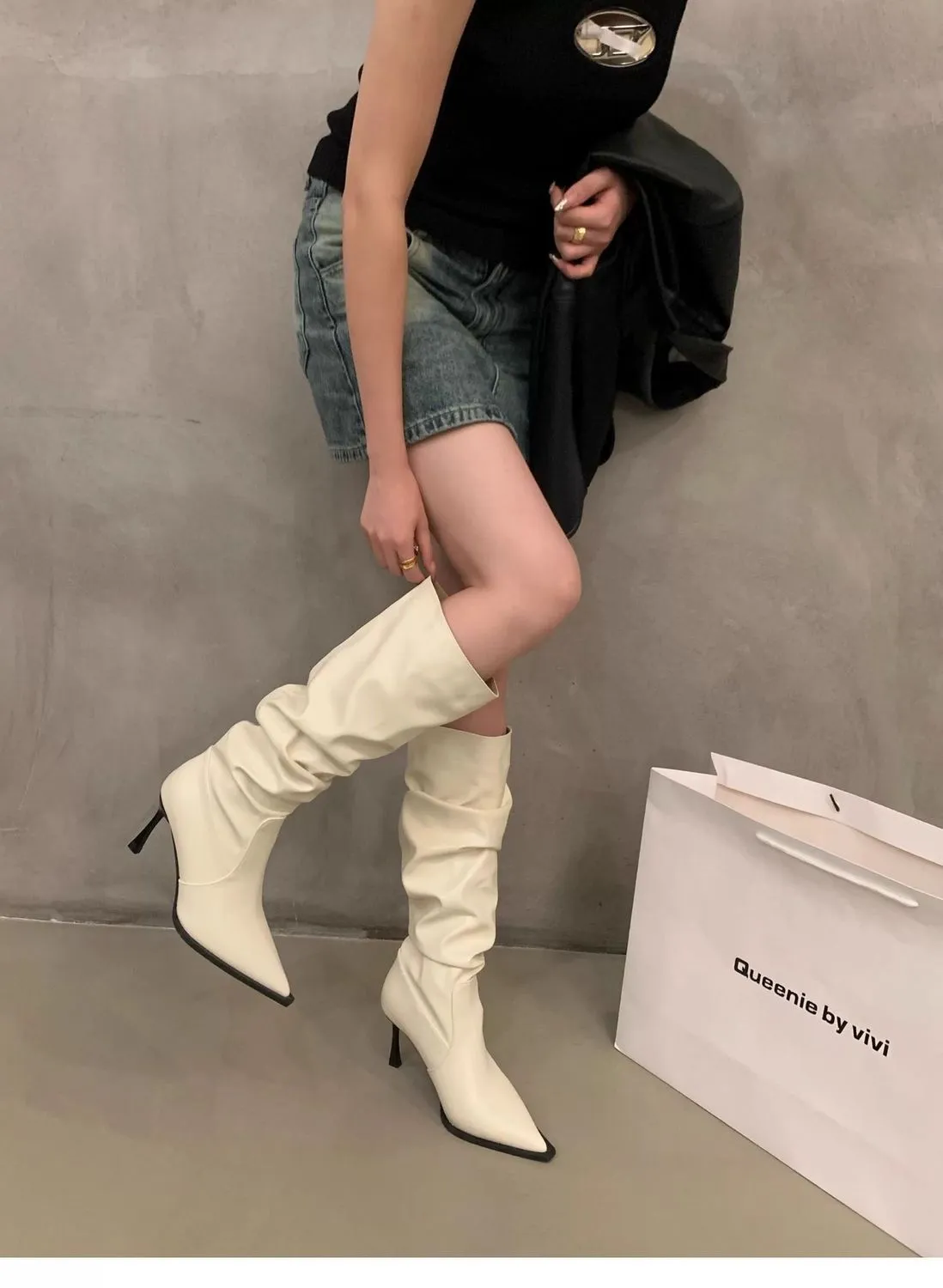 Women's Pointed Toe High Heel Leather Boots - European American Fashion Long Boots for 2025 - Stylish Slender Heel Boots showcase 4