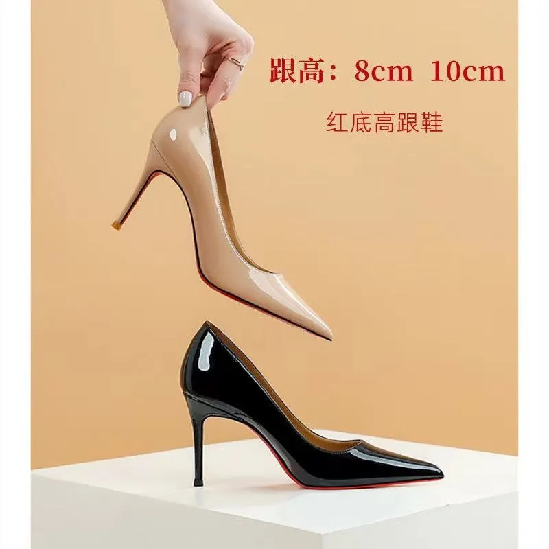 Women's Sexy Red Bottom High Heels Stiletto Pumps - European American Style, Comfortable Single Layer Dress Shoes for Parties & Events 2023 thumbnail 2