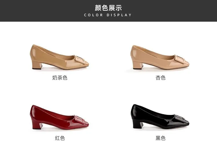 Women's Classic Square Buckle Work Heels - Thick Heel, Square Toe, Elegant Style High Heel Shoes for Spring - Studiolee Grape Mom showcase 4