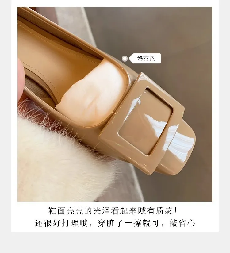 Women's Classic Square Buckle Work Heels - Thick Heel, Square Toe, Elegant Style High Heel Shoes for Spring - Studiolee Grape Mom showcase 12