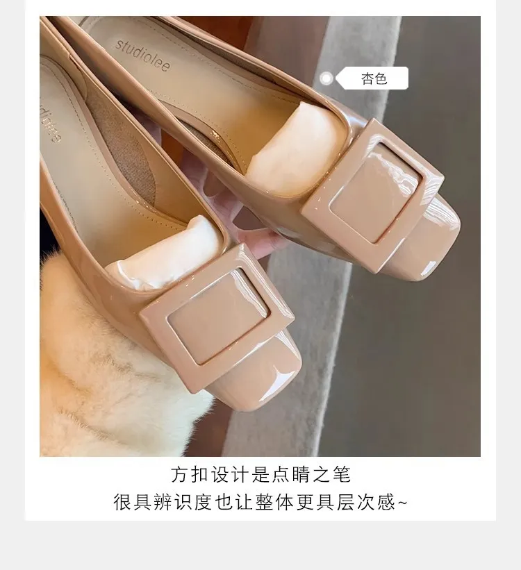 Women's Classic Square Buckle Work Heels - Thick Heel, Square Toe, Elegant Style High Heel Shoes for Spring - Studiolee Grape Mom showcase 11