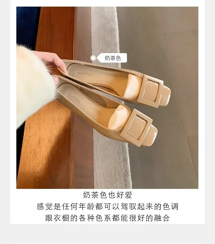 Women's Classic Square Buckle Work Heels - Thick Heel, Square Toe, Elegant Style High Heel Shoes for Spring - Studiolee Grape Mom showcase 7