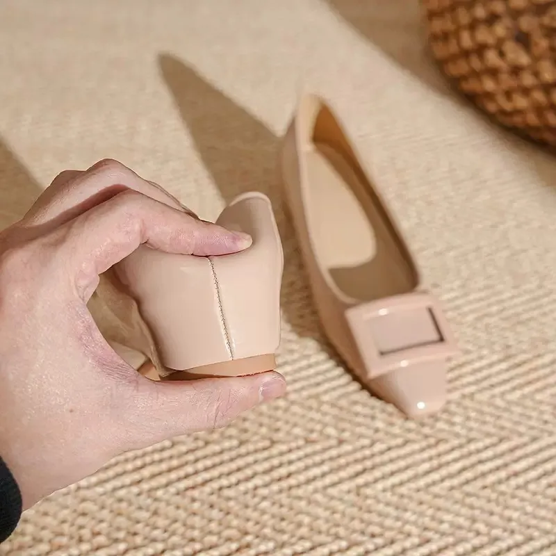 Women's Classic Square Buckle Work Heels - Thick Heel, Square Toe, Elegant Style High Heel Shoes for Spring - Studiolee Grape Mom thumbnail 7
