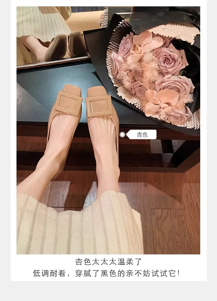 Women's Classic Square Buckle Work Heels - Thick Heel, Square Toe, Elegant Style High Heel Shoes for Spring - Studiolee Grape Mom showcase 19