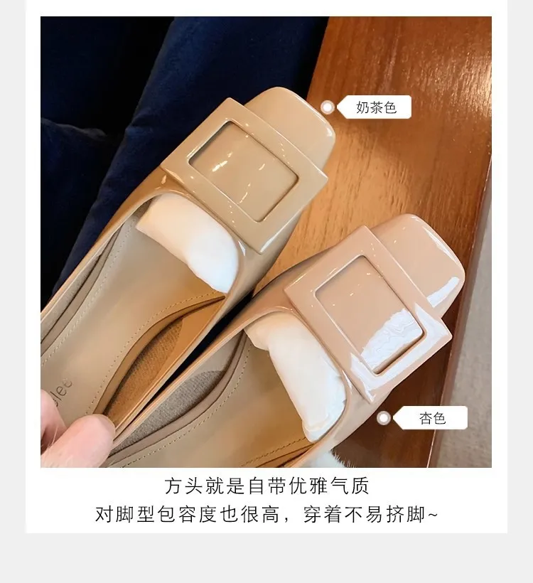 Women's Classic Square Buckle Work Heels - Thick Heel, Square Toe, Elegant Style High Heel Shoes for Spring - Studiolee Grape Mom showcase 10