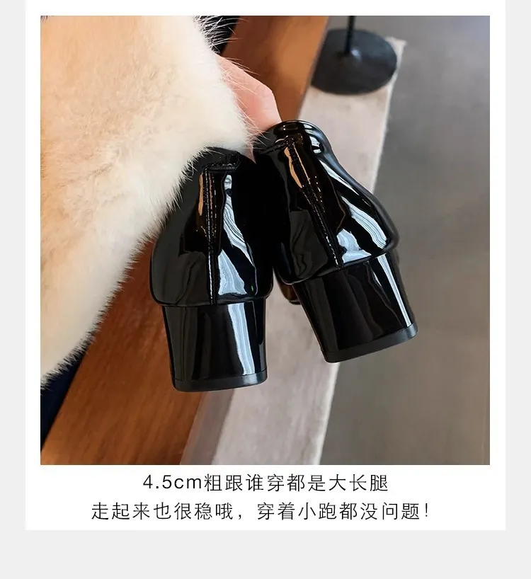Women's Classic Square Buckle Work Heels - Thick Heel, Square Toe, Elegant Style High Heel Shoes for Spring - Studiolee Grape Mom showcase 17