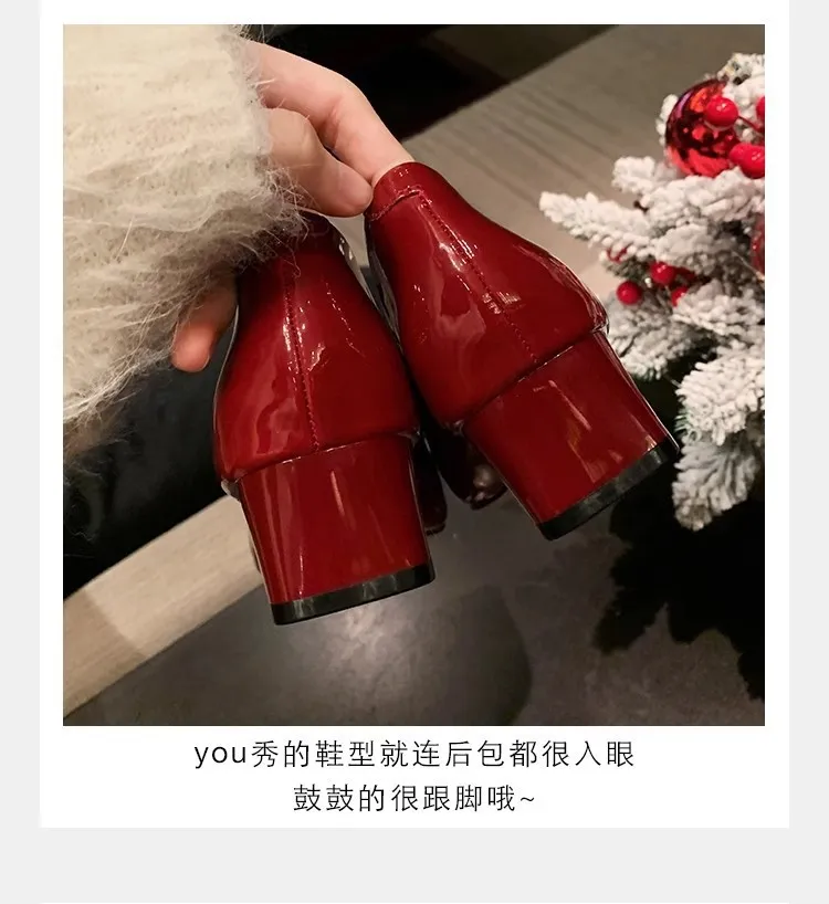 Women's Classic Square Buckle Work Heels - Thick Heel, Square Toe, Elegant Style High Heel Shoes for Spring - Studiolee Grape Mom showcase 15