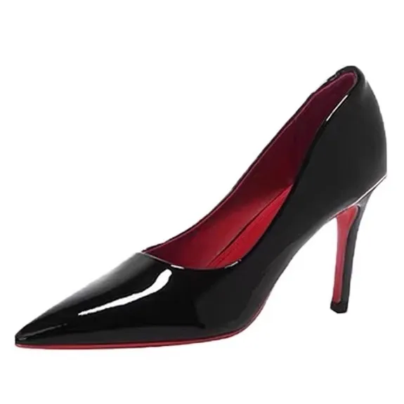 Women's Black Pointed-Toe High Heels with Red Soles - Comfortable Stiletto Shoes for Party, Wedding, or Everyday Fashion - Versatile and Sexy Spring Style thumbnail 5