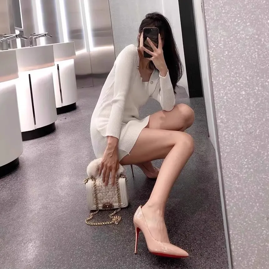 Women's Black Pointed-Toe High Heels with Red Soles - Comfortable Stiletto Shoes for Party, Wedding, or Everyday Fashion - Versatile and Sexy Spring Style thumbnail 2
