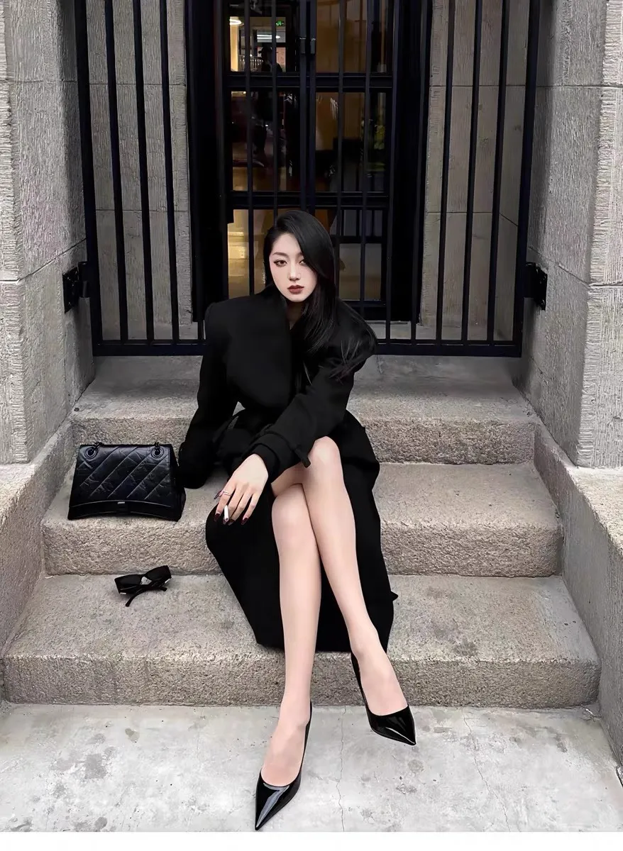 Women's Black Pointed-Toe High Heels with Red Soles - Comfortable Stiletto Shoes for Party, Wedding, or Everyday Fashion - Versatile and Sexy Spring Style showcase 8